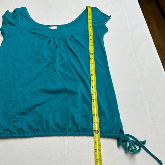 Y2K No Boundaries Blue Short Sleeve Top Size Large Side Tie Preppy 2000s - Picture 5 of 7